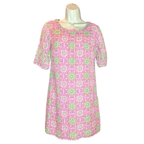 Vintage Lilly Pulitzer Dress 0 Pink Green Floral Silk Blend Mod Retro Resort Y2K - Picture 1 of 16